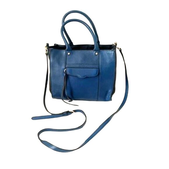 Rebecca Minkoff Mini MAB Satchel Crossbody Leather Blue Black - Picture 1 of 8